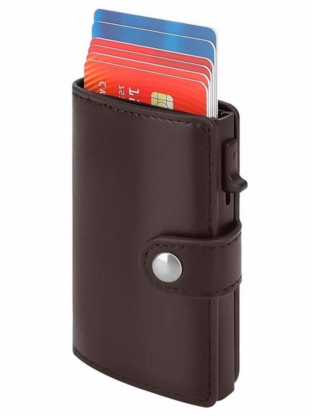 Brand new genuine leather Slim Card Wallet RFID Protector - Dark Brown